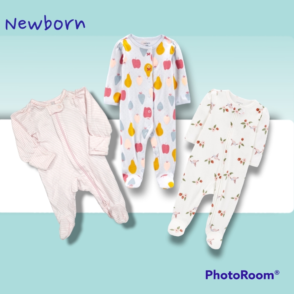 3 Carter's Sleep & Play Size Newborn